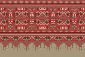 pixel Cruz ponto tradicional étnico padronizar paisley flor ikat fundo abstrato asteca africano indonésio indiano desatado padronizar para tecido impressão pano vestir tapete cortinas e sarongue vetor