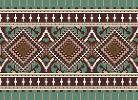 pixel Cruz ponto tradicional étnico padronizar paisley flor ikat fundo abstrato asteca africano indonésio indiano desatado padronizar para tecido impressão pano vestir tapete cortinas e sarongue vetor