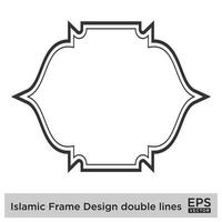 islâmico quadro, Armação Projeto Duplo linhas Preto acidente vascular encefálico silhuetas Projeto pictograma símbolo visual ilustração vetor