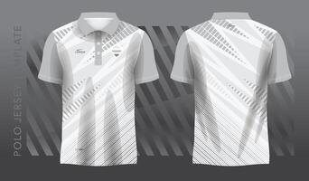 branco e cinzento sublimação camisa para pólo esporte jérsei modelo. frente e costas visualizar. vetor