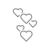 coração conjunto linha ícone. gostar botão dentro social meios de comunicação linear pictograma. amor, feliz, romance esboço símbolo. namorados dia placa. editável AVC. isolado vetor ilustração