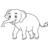 feliz fofa elefante desenho animado linha arte vetor