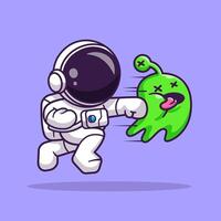 fofa astronauta esmagador Allien desenho animado vetor ícone ilustração. Ciência tecnologia ícone conceito isolado Prêmio vetor. plano desenho animado estilo