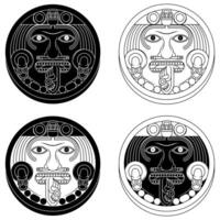 vetor Projeto do asteca calendário, monolítico disco do a antigo México, Sol pedra do a asteca civilização