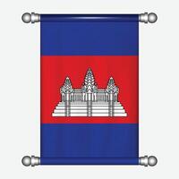 realista suspensão bandeira do Camboja galhardete vetor