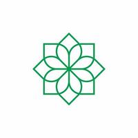 flor linha logotipo com verde cor vetor