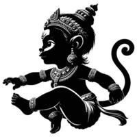 senhor Hanuman feliz Hanuman Jayanti silhueta vetor