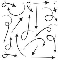 conjuntos do Setas; flechas vetor, mão desenhado isolado em uma branco fundo vetor