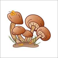 querida cogumelos vetor cor ilustração isolado. mão desenhado armillaria meleca dentro desenho animado estilo. Projeto elemento para tema floresta cogumelos, cardápio, floresta, ingredientes, receitas, orgânico produtos, etc.