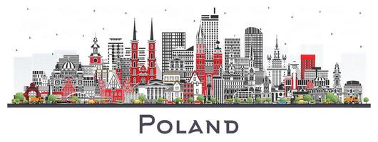 Polônia cidade Horizonte com cinzento edifícios isolado em branco. conceito com moderno arquitetura. Polônia paisagem urbana com pontos de referência. Varsóvia. cracóvia. Lodz. Breslávia. Poznań. vetor