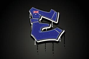 Austrália bandeira e mão letras grafite alfabeto vetor modelo