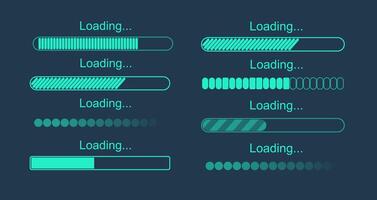 futurista progresso Carregando bar. conjunto vetor