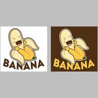 Móvel logotipo ilustração com uma fofa desenho animado banana mascote vetor