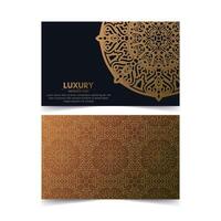 cartão decorativo mandala luxo na cor ouro vetor