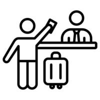 check-in ícone linha vetor ilustração