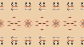 tradicional étnico motivos ikat geométrico tecido padronizar Cruz ponto.ikat bordado étnico oriental pixel Castanho creme fundo. resumo,vetor,ilustração. textura, lenço, decoração, papel de parede. vetor