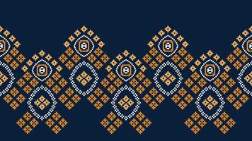 tradicional étnico motivos ikat geométrico tecido padronizar Cruz ponto.ikat bordado étnico oriental pixel marinha azul fundo. resumo,vetor,ilustração. textura, lenço, decoração, papel de parede. vetor