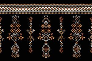 tradicional étnico motivos ikat geométrico tecido padronizar Cruz ponto.ikat bordado étnico oriental pixel Preto background.abstract, vetor, ilustração. textura, lenço, decoração, papel de parede. vetor