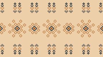 tradicional étnico motivos ikat geométrico tecido padronizar Cruz ponto.ikat bordado étnico oriental pixel Castanho creme fundo. resumo,vetor,ilustração. textura, lenço, decoração, papel de parede. vetor