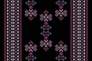 tradicional étnico motivos ikat geométrico tecido padronizar Cruz ponto.ikat bordado étnico oriental pixel Preto background.abstract, vetor, ilustração. textura, lenço, decoração, papel de parede. vetor