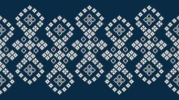 tradicional étnico motivos ikat geométrico tecido padronizar Cruz ponto.ikat bordado étnico oriental pixel marinha azul fundo. resumo,vetor,ilustração. textura, lenço, decoração, papel de parede. vetor