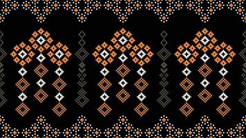 tradicional étnico motivos ikat geométrico tecido padronizar Cruz ponto.ikat bordado étnico oriental pixel Preto background.abstract, vetor, ilustração. textura, lenço, decoração, papel de parede. vetor