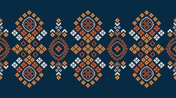 tradicional étnico motivos ikat geométrico tecido padronizar Cruz ponto.ikat bordado étnico oriental pixel marinha azul fundo. resumo,vetor,ilustração. textura, lenço, decoração, papel de parede. vetor