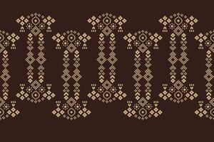 tradicional étnico motivos ikat geométrico tecido padronizar Cruz ponto.ikat bordado étnico oriental pixel Castanho fundo. resumo,vetor,ilustração. textura, lenço, decoração, papel de parede. vetor