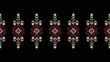 tradicional étnico motivos ikat geométrico tecido padronizar Cruz ponto.ikat bordado étnico oriental pixel Preto background.abstract, vetor, ilustração. textura, lenço, decoração, papel de parede. vetor