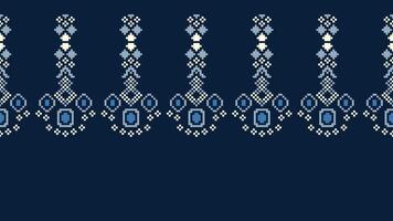 tradicional étnico motivos ikat geométrico tecido padronizar Cruz ponto.ikat bordado étnico oriental pixel marinha azul fundo. resumo,vetor,ilustração. textura, lenço, decoração, papel de parede. vetor