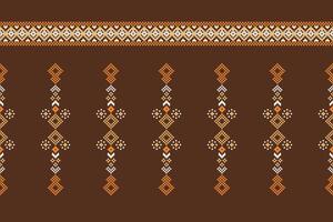 tradicional étnico motivos ikat geométrico tecido padronizar Cruz ponto.ikat bordado étnico oriental pixel Castanho fundo. resumo,vetor,ilustração. textura, lenço, decoração, papel de parede. vetor