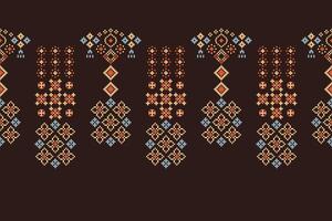 tradicional étnico motivos ikat geométrico tecido padronizar Cruz ponto.ikat bordado étnico oriental pixel Castanho fundo. resumo,vetor,ilustração. textura, lenço, decoração, papel de parede. vetor
