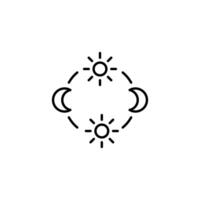 dia e noite ciclo ícone, movimento caminho do a Sol e lua ícone. círculo com Sol e lua Setas; flechas. editável vetor placa.