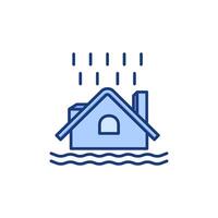 ícone rumah banjir Karen hujan, rumah dalam gelombang ar, tingkat Kenaikan banjir, latar belakang putih - ilustrasi Vektor sapuano yang dapat desanimador vetor