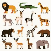 vetor ilustração conjunto do animais dentro plano estilo. selvagem animais personagens