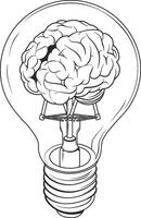 cérebro dentro uma luz lâmpada sem fundo vetor