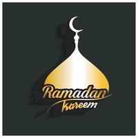 Ramadã kareem vetor ilustração islâmico cumprimento Projeto linha mesquita com árabe padronizar lanterna e caligrafia