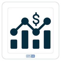 dinheiro crescimento plano ícone. gráfico ícone com uma dólar placa vetor