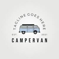 campista furgão carro logotipo vetor vintage ilustração projeto, verão acampamento rv