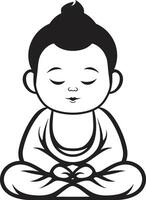 lótus pequeno 1 Buda criança emblema harmonia filhote desenho animado Buda logotipo vetor