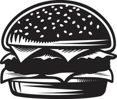 tentador mordida Preto hamburguer ícone clássico hamburguer esplendor monocromático ícone vetor