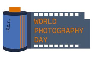 Câmera filme lista com a inscrição mundo fotografia dia vetor