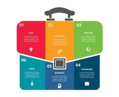 conceito criativo para infográfico com 6 etapas, opções, peças ou processos. visualização de dados de negócios vetor