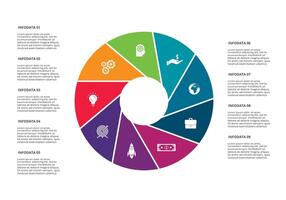 círculo elementos do gráfico, diagrama com 9 passos, opções, partes ou processos. modelo para infográfico, apresentação. vetor