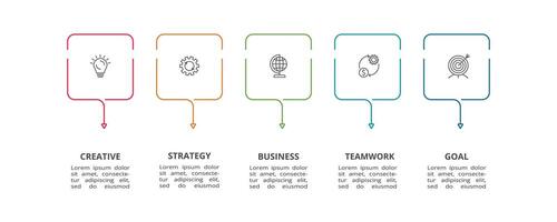 criativo conceito para infográfico com 5 passos, opções, partes ou processos. o negócio dados visualização. vetor