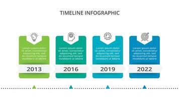 Linha do tempo com 4 elementos, infográfico modelo para rede, negócios, apresentações, vetor ilustração