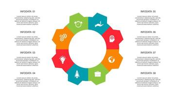 criativo conceito para infográfico com 8 passos, opções, partes ou processos. o negócio dados visualização vetor