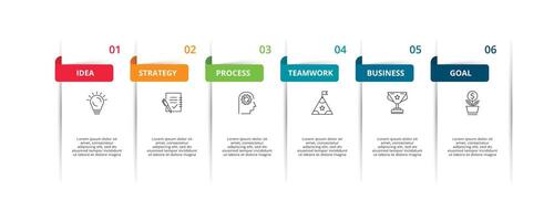 conceito criativo para infográfico com 6 etapas, opções, peças ou processos. visualização de dados de negócios vetor
