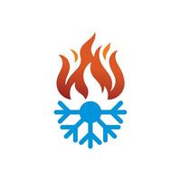 ar condicionamento logotipo, hvac logotipo conceito com fogo aquecimento resfriamento floco de neve condicionamento símbolo vetor