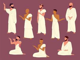 grupo de homens orando muçulmanos vetor
